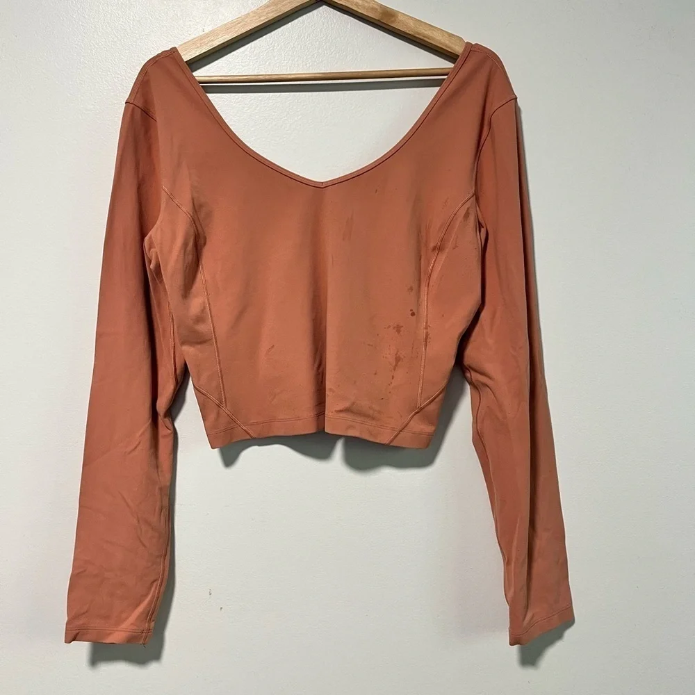 Lululemon Rust Orange Long Sleeve Scoop Back Crop Top